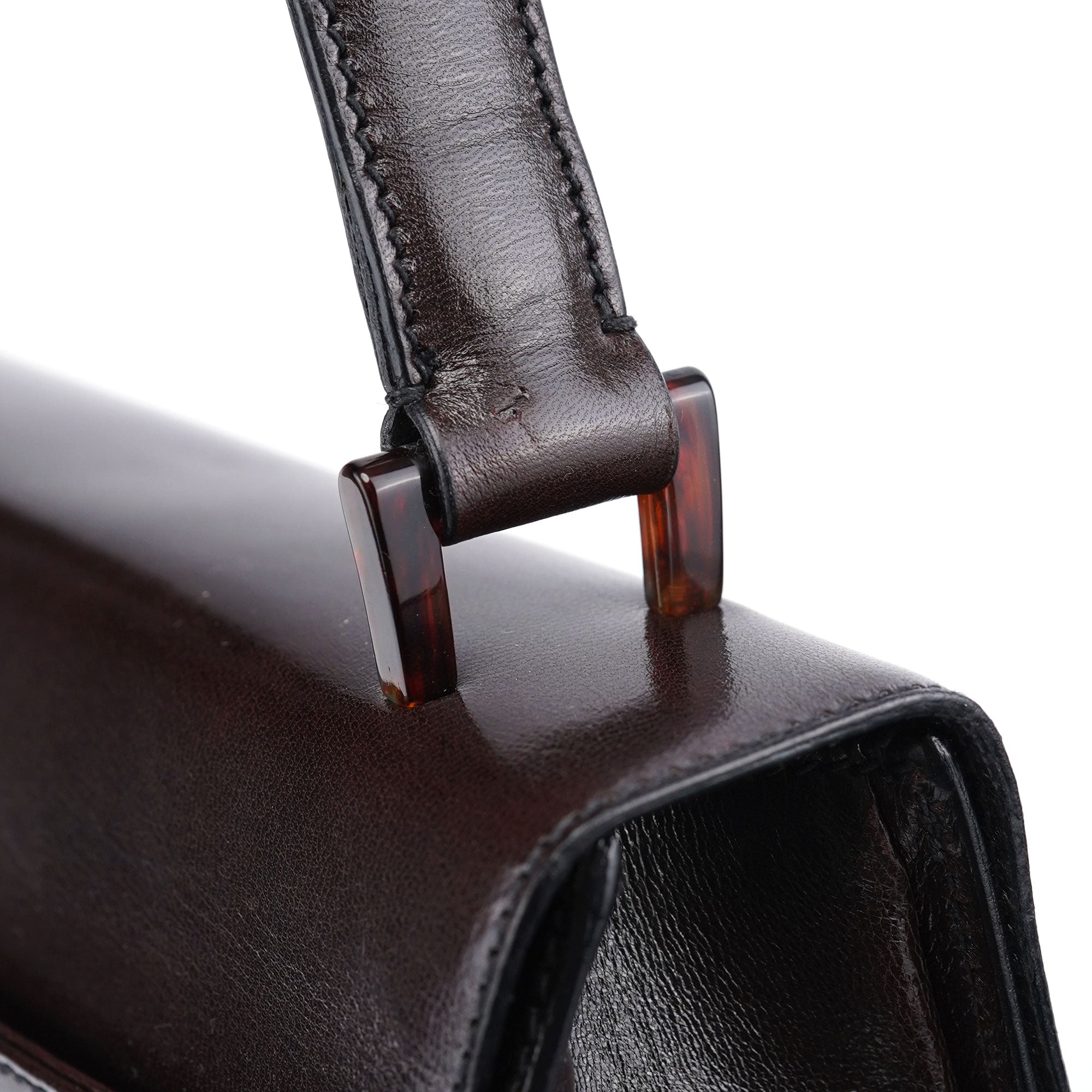 Brown Calfskin Madras Shoulder Bag