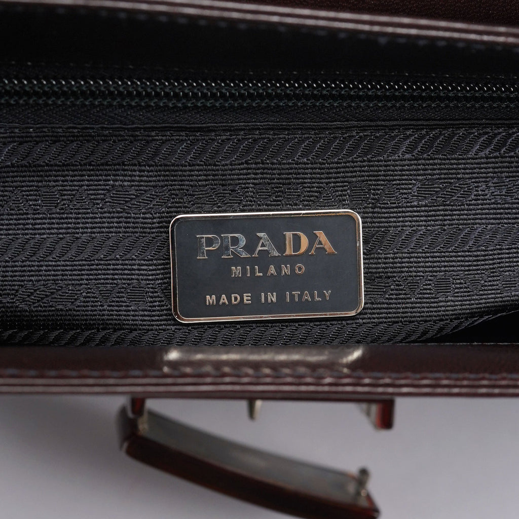 Brown Calfskin Madras Shoulder Bag