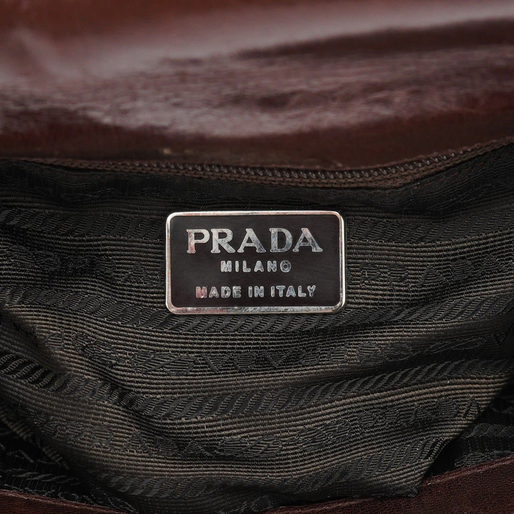 Brown Calfskin Madras Shoulder Bag