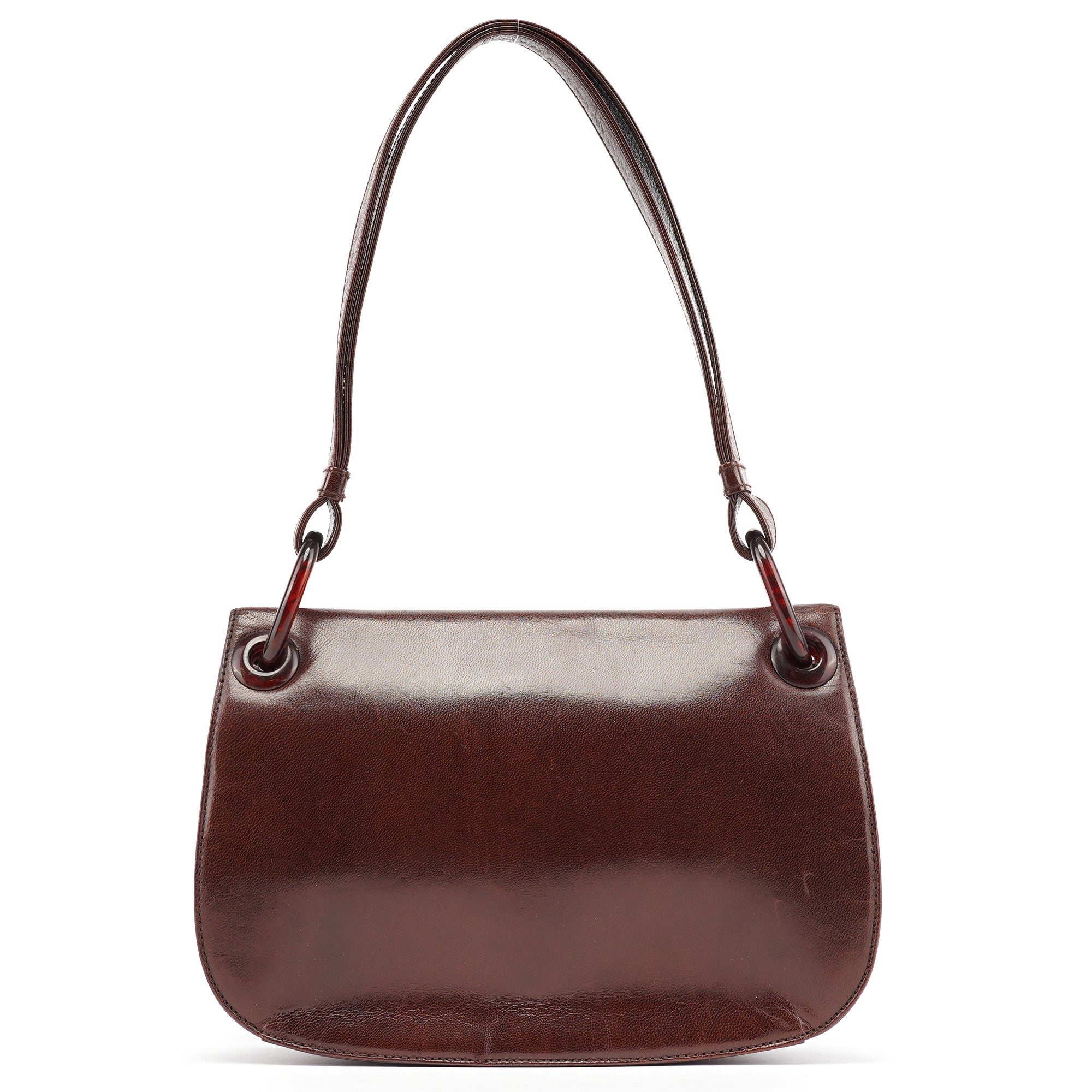 Brown Calfskin Madras Shoulder Bag