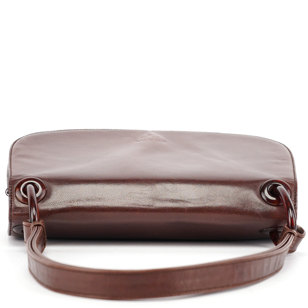 Brown Calfskin Madras Shoulder Bag
