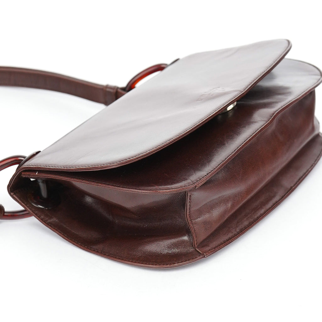 Brown Calfskin Madras Shoulder Bag