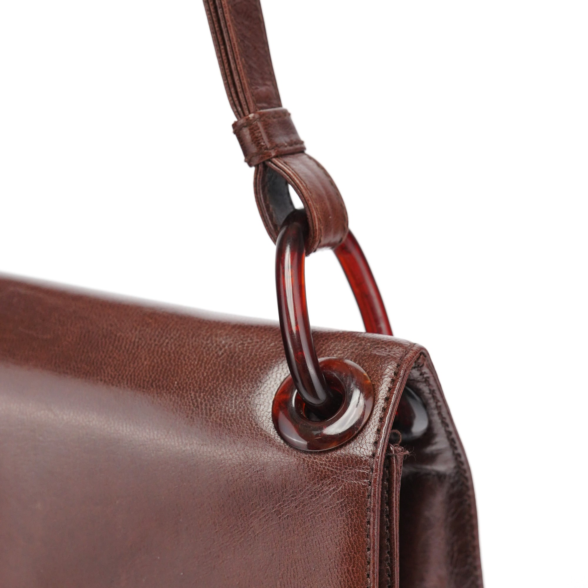 Brown Calfskin Madras Shoulder Bag