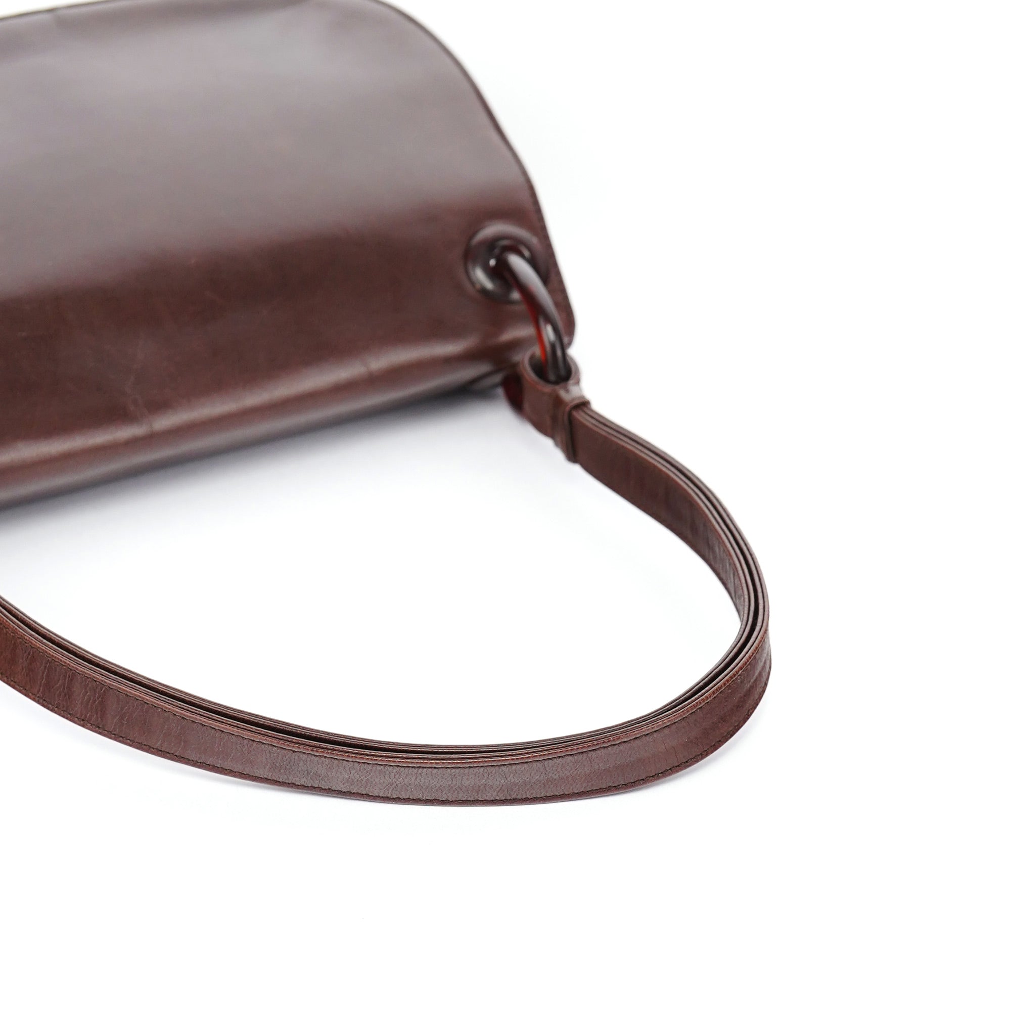 Brown Calfskin Madras Shoulder Bag