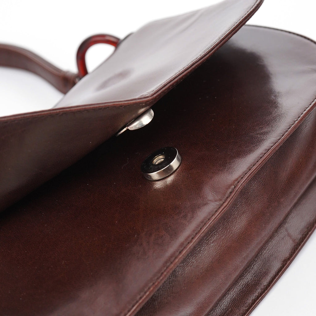 Brown Calfskin Madras Shoulder Bag