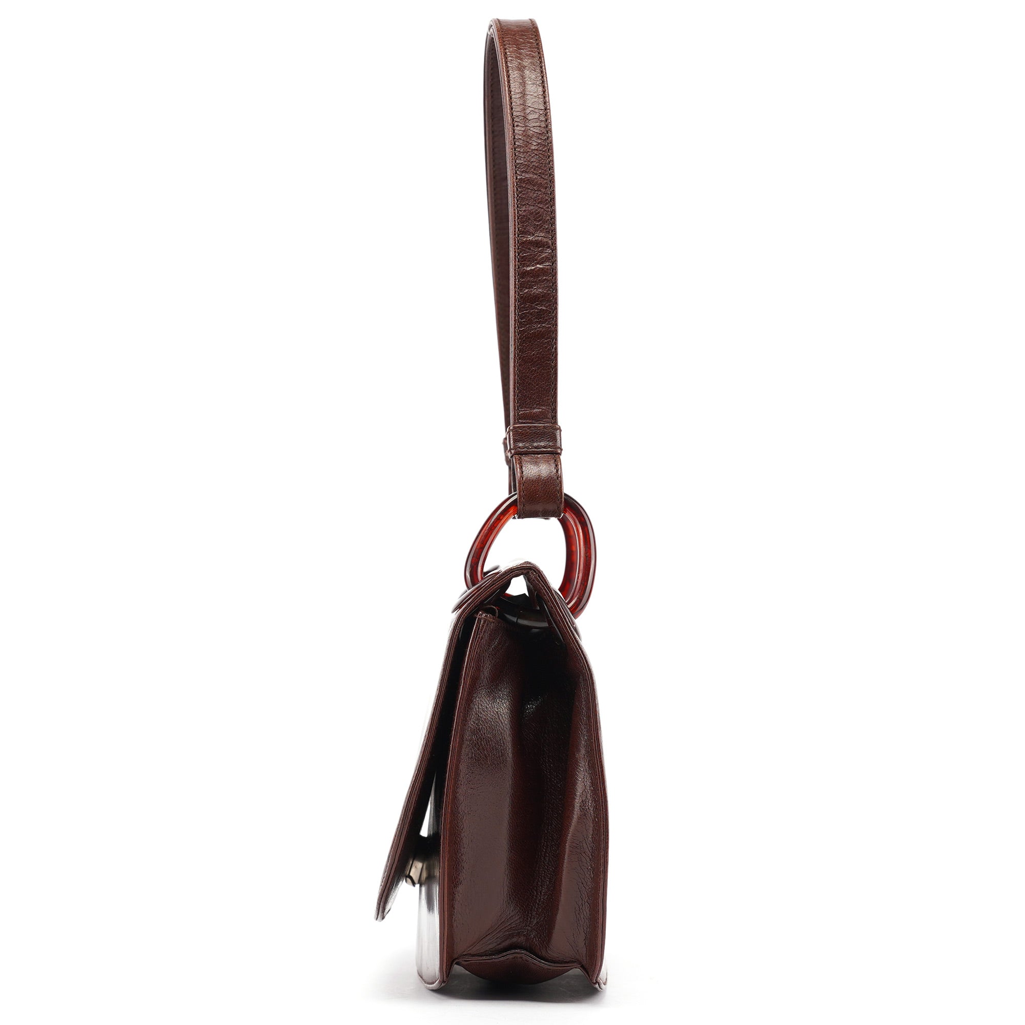 Brown Calfskin Madras Shoulder Bag