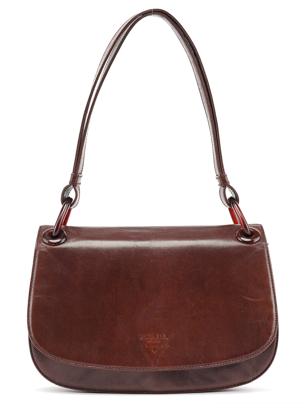 Brown Calfskin Madras Shoulder Bag