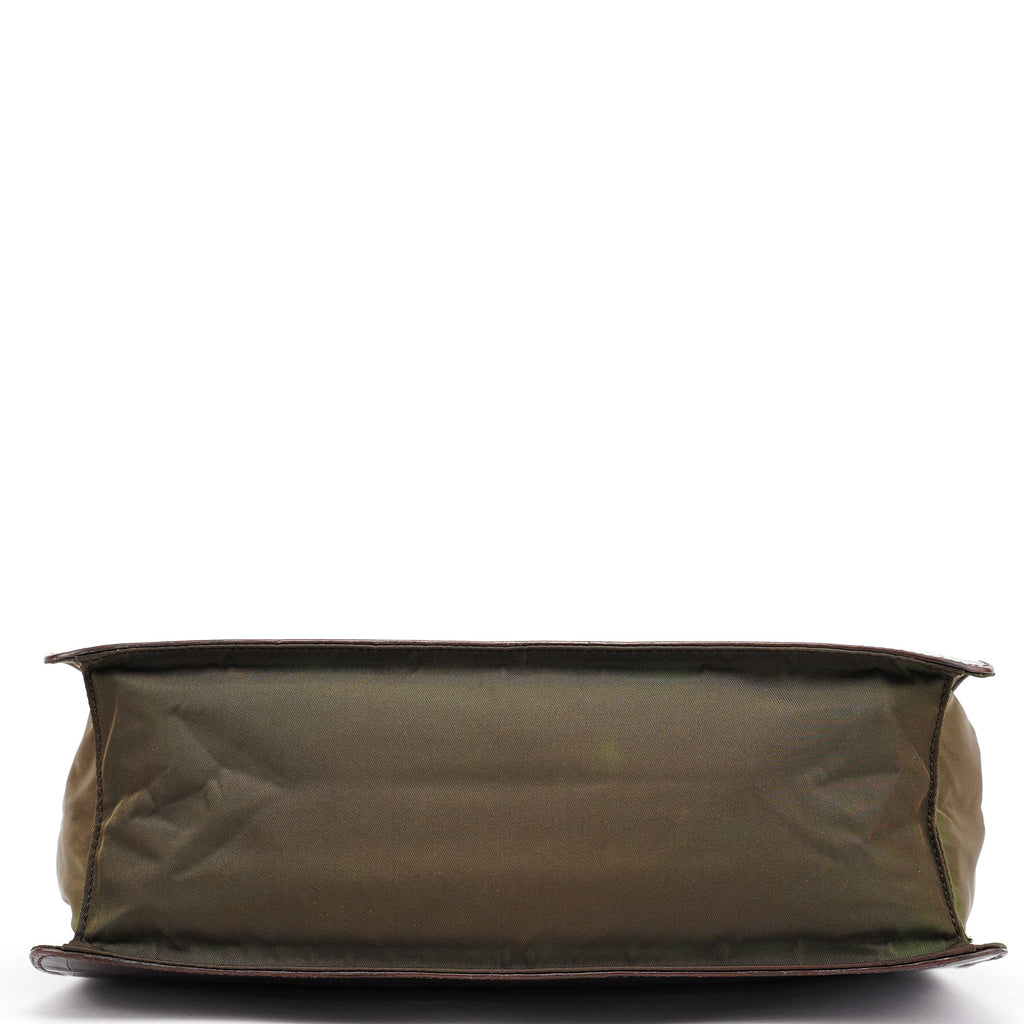 Brown Croc Embossed Leather Keylock Bag