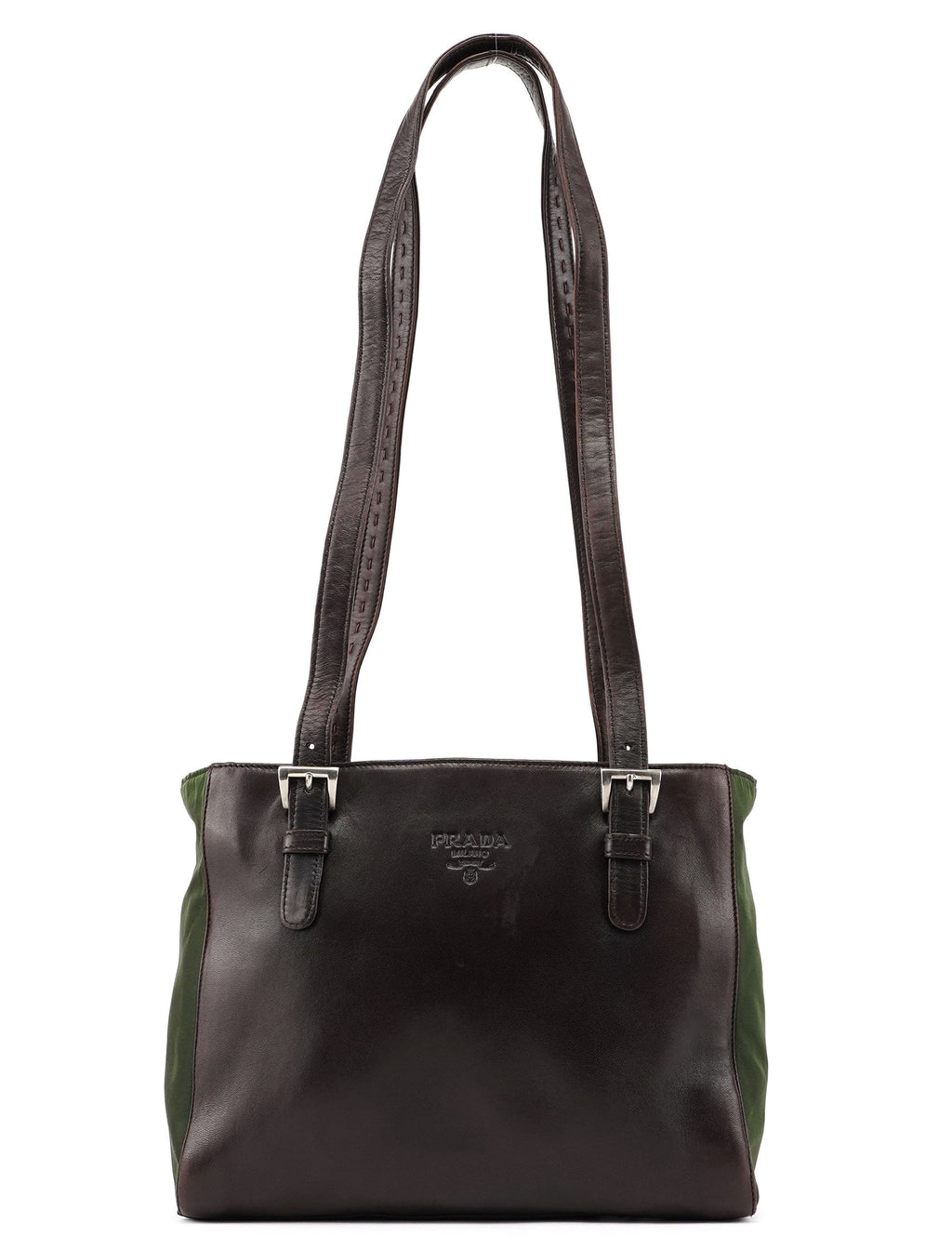 Brown Green Tessuto Nappa Tote
