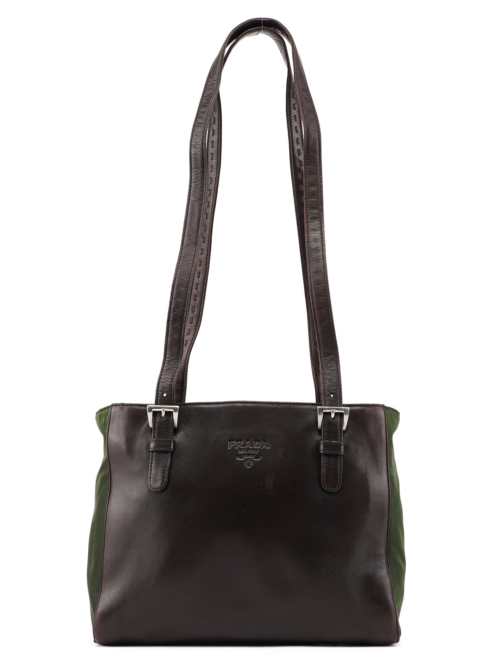 Brown Green Tessuto Nappa Tote
