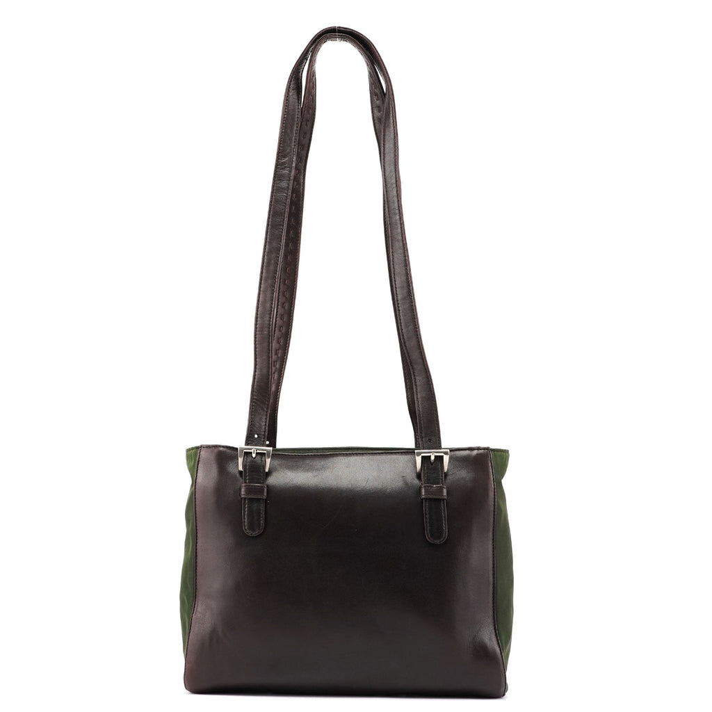 Brown Green Tessuto Nappa Tote