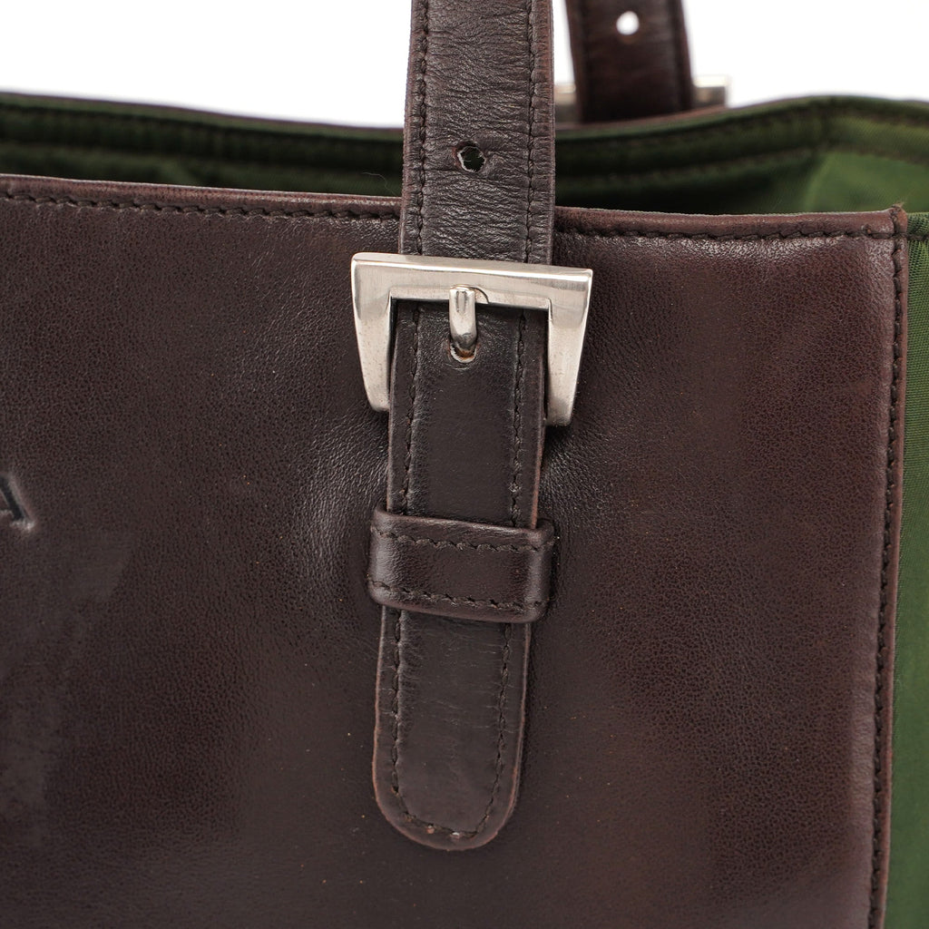 Brown Green Tessuto Nappa Tote