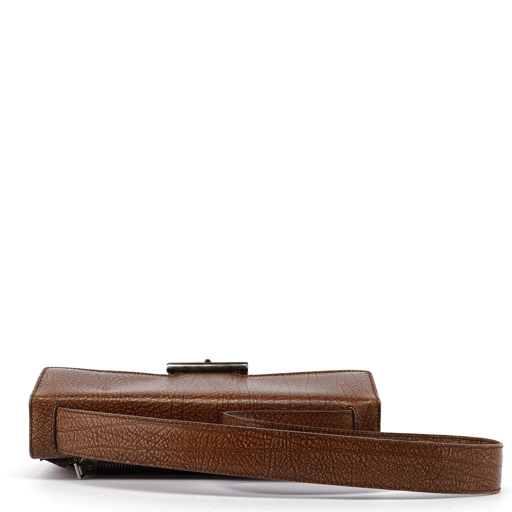 Brown Lama Buckle Shoulder Bag