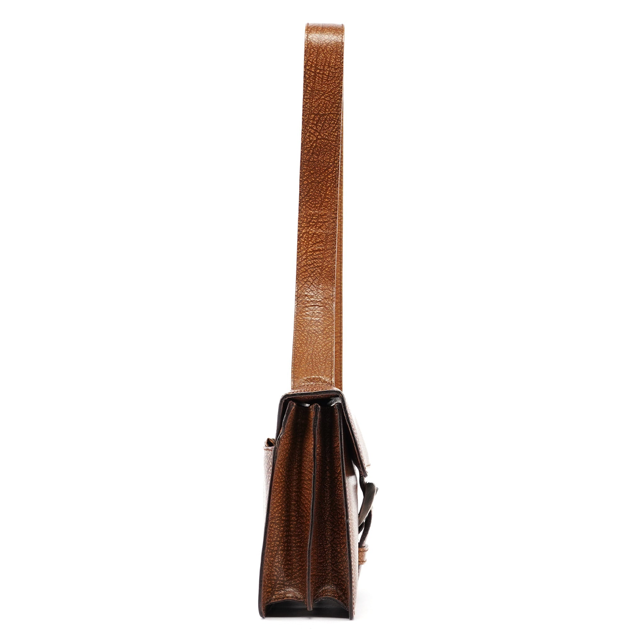 Brown Lama Buckle Shoulder Bag