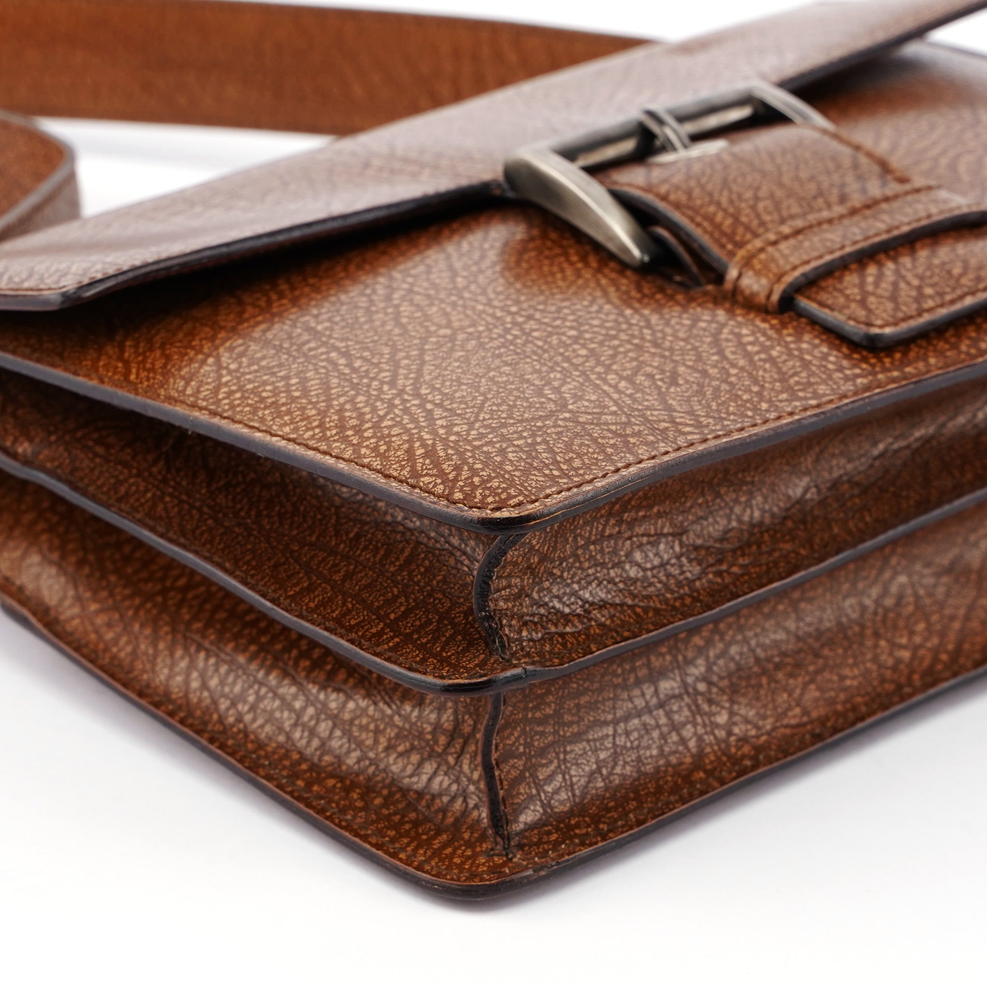 Brown Lama Buckle Shoulder Bag