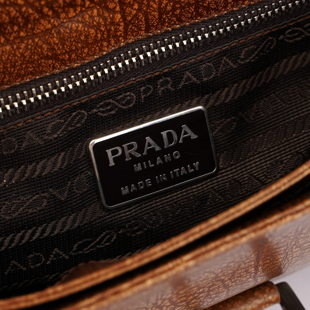Brown Lama Buckle Shoulder Bag