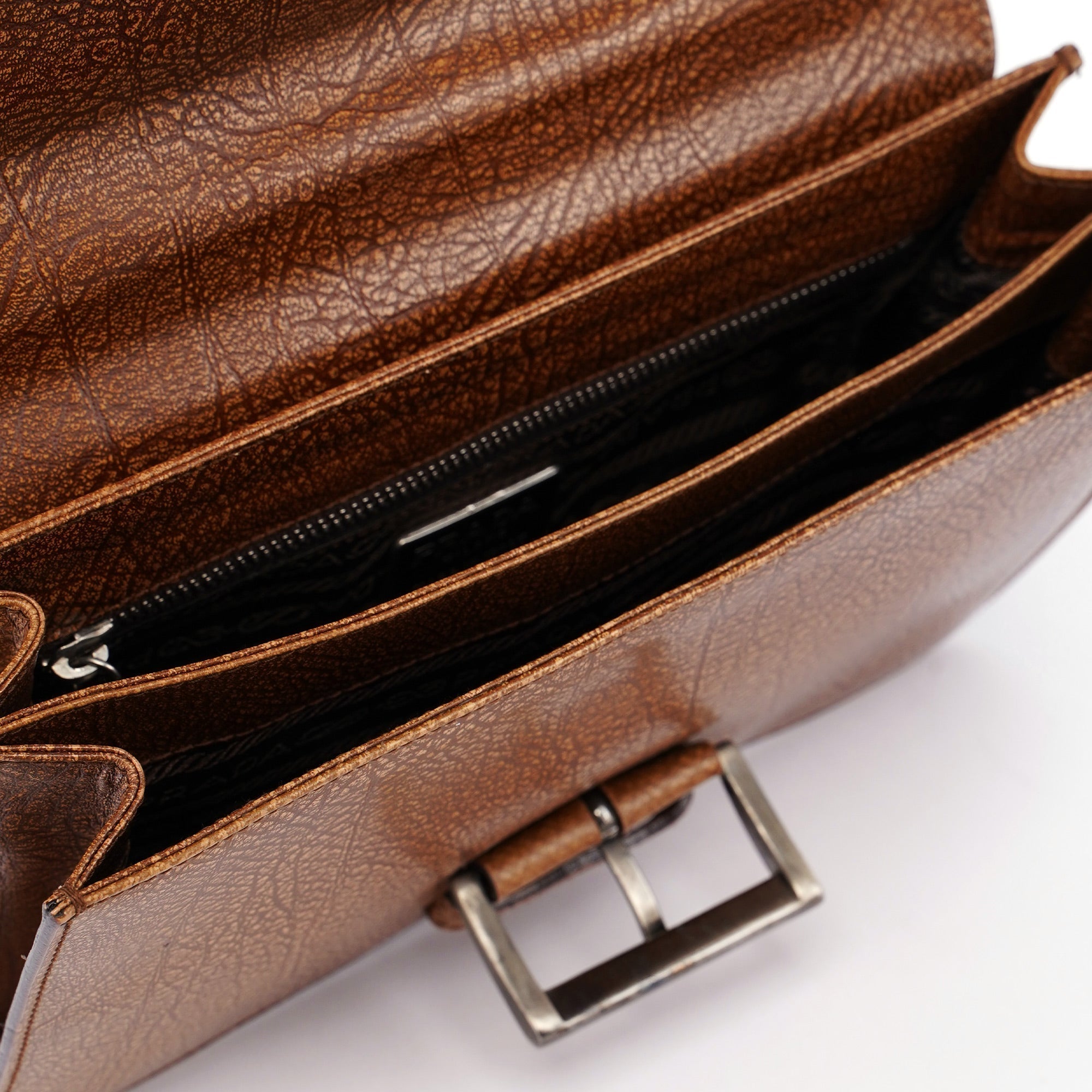 Brown Lama Buckle Shoulder Bag