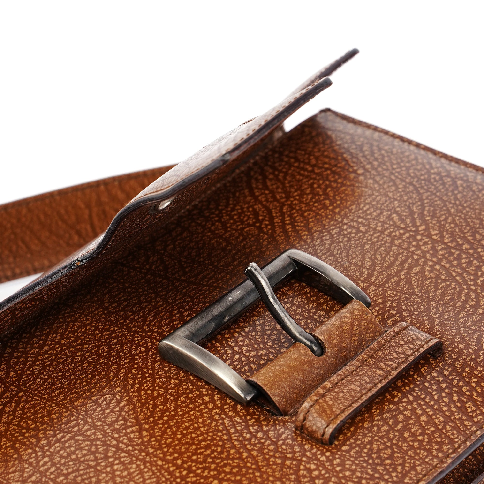 Brown Lama Buckle Shoulder Bag