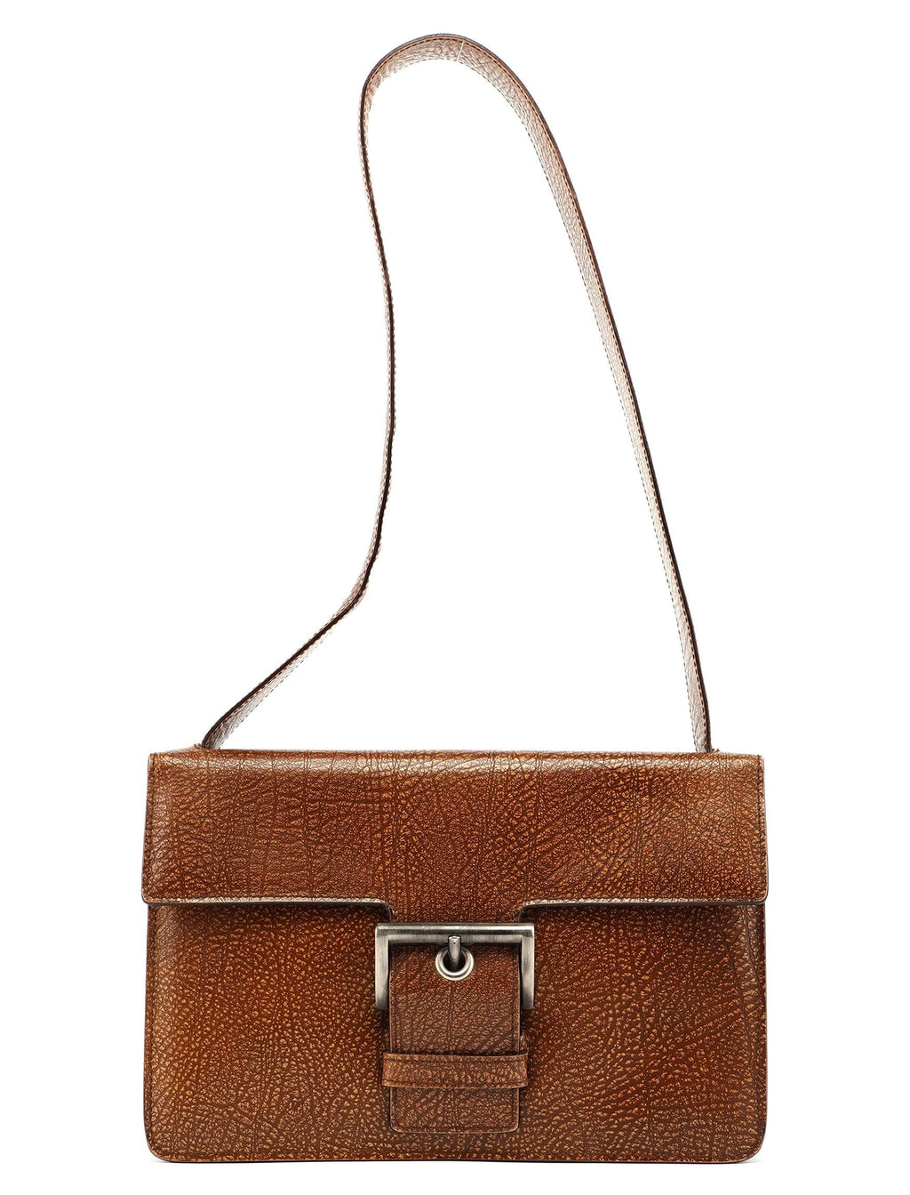 Brown Lama Buckle Shoulder Bag