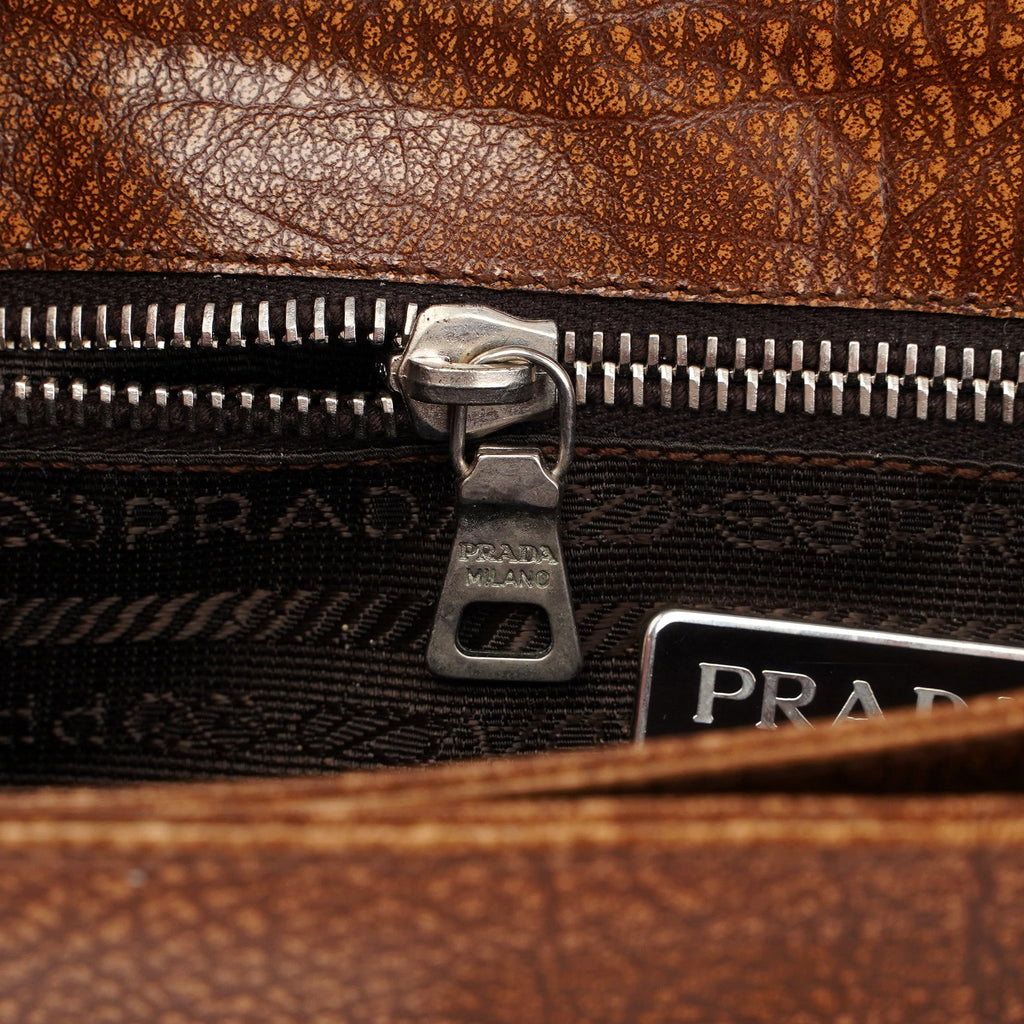Brown Lama Buckle Shoulder Bag