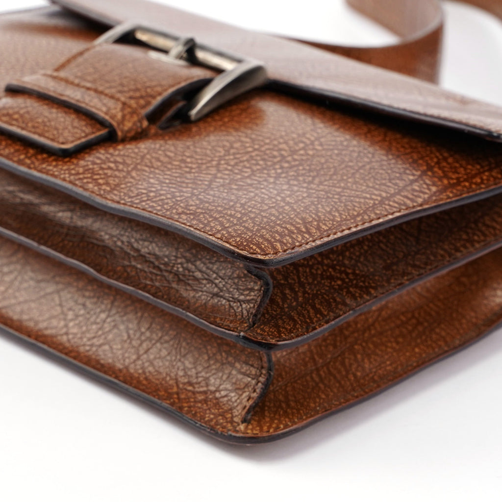 Brown Lama Buckle Shoulder Bag