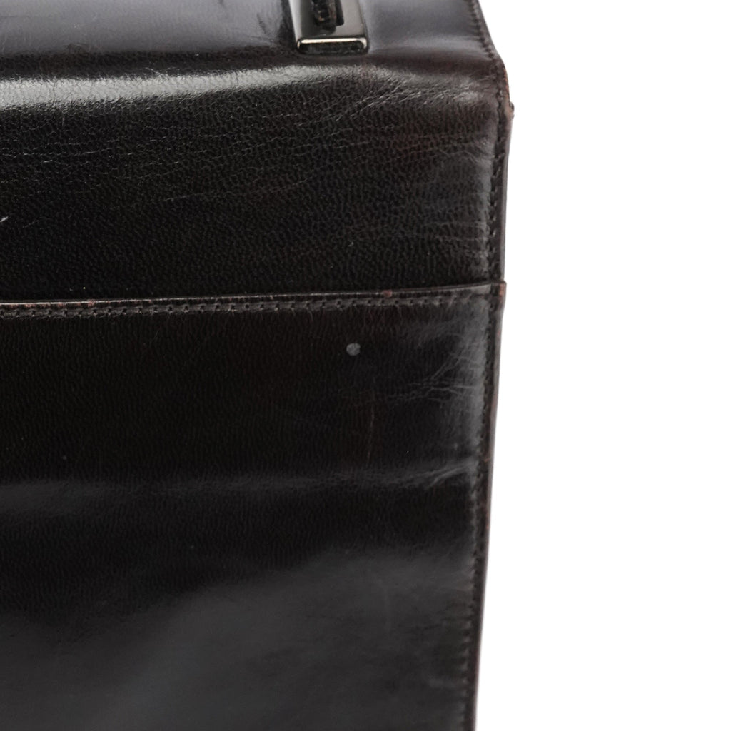 Brown Leather Vitello Buckle Shoulder Bag
