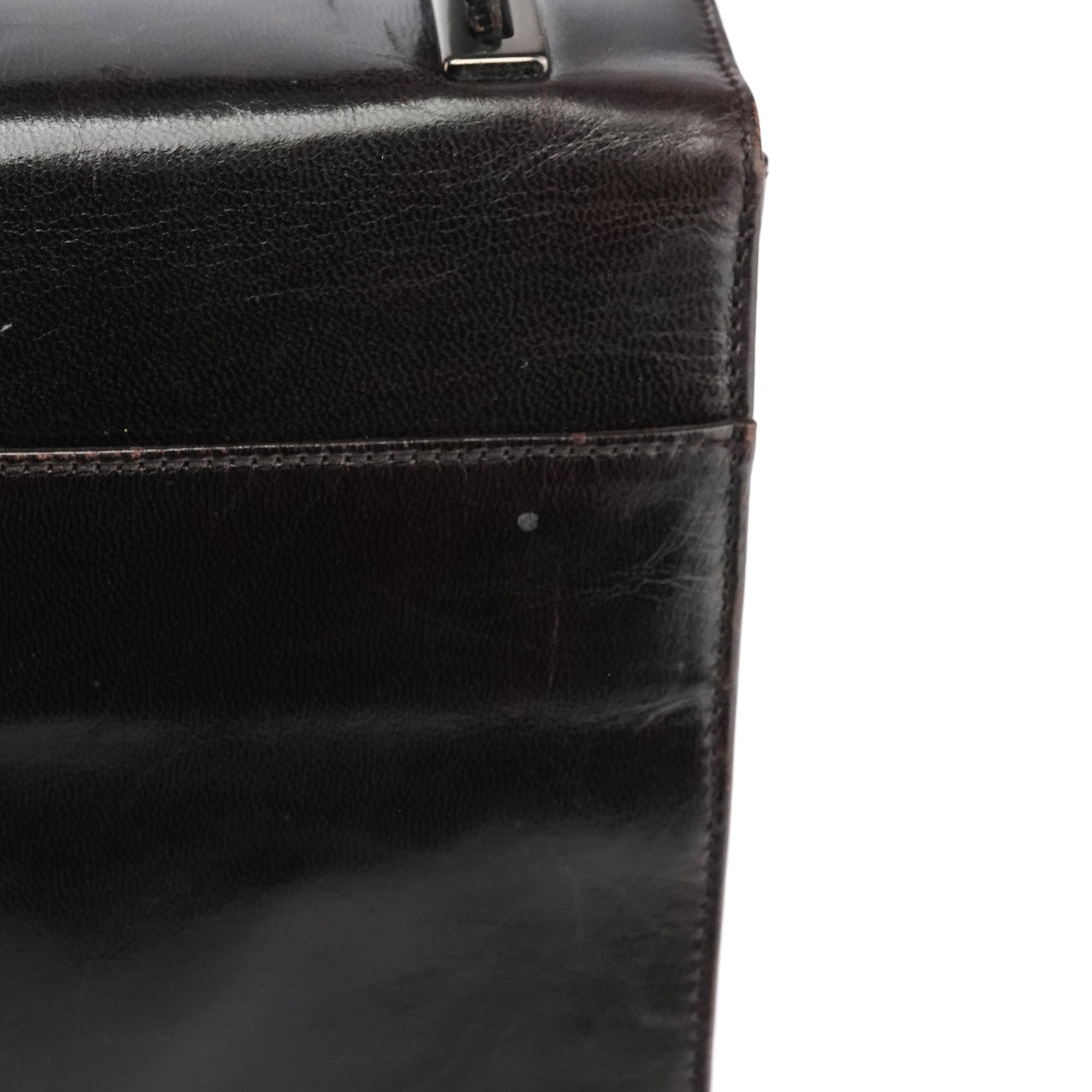 Brown Leather Vitello Buckle Shoulder Bag