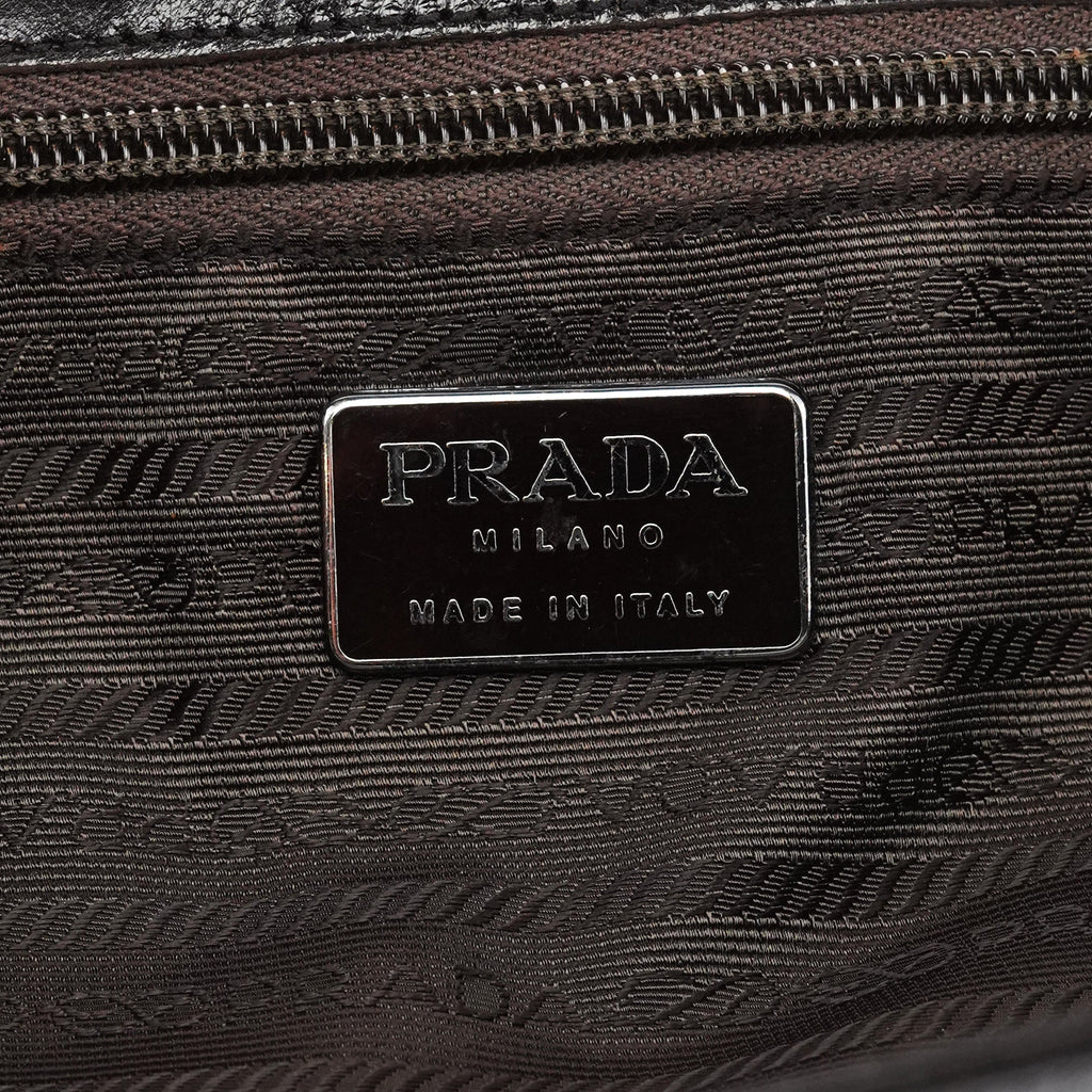 Brown Leather Vitello Buckle Shoulder Bag