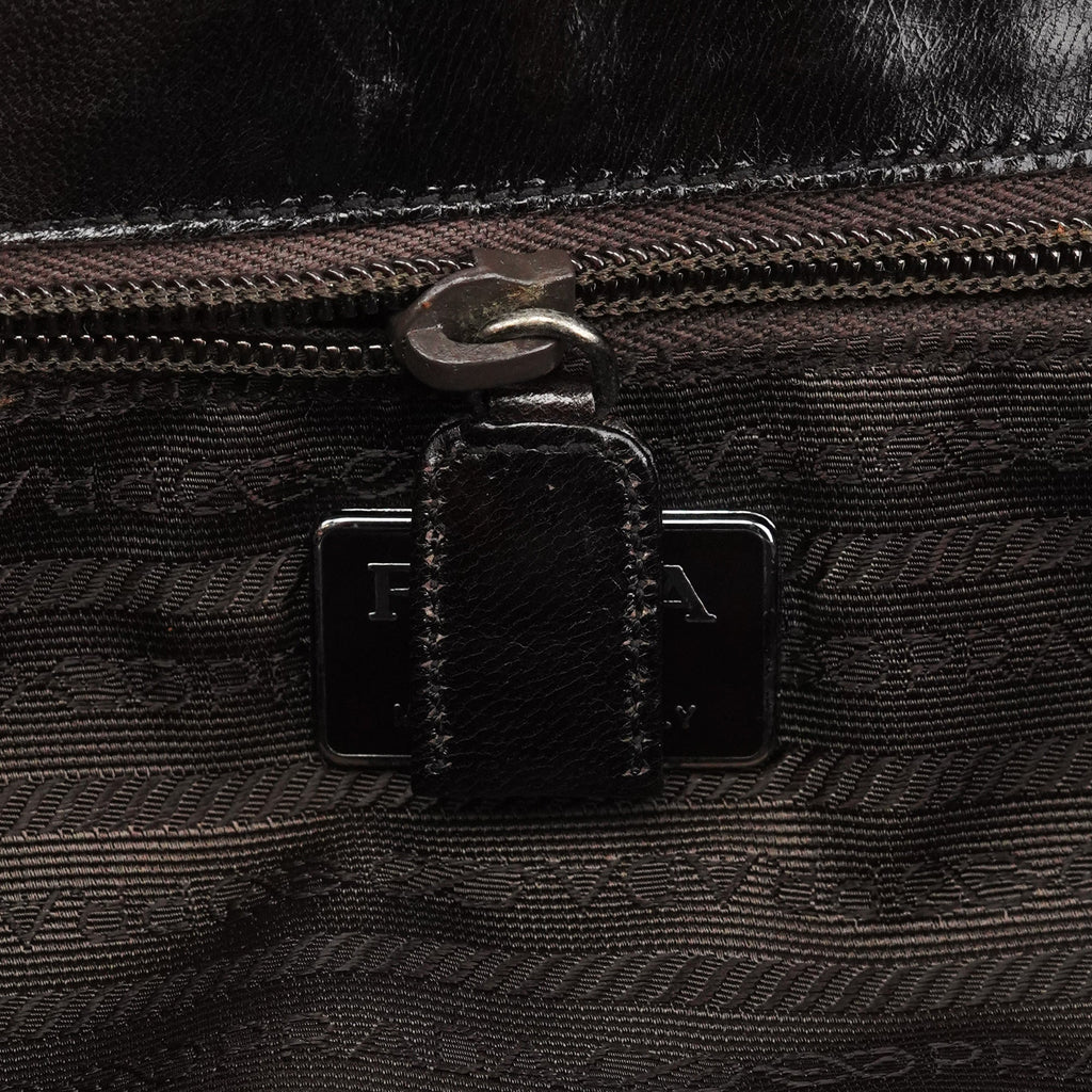 Brown Leather Vitello Buckle Shoulder Bag