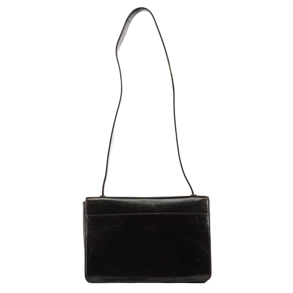 Brown Leather Vitello Buckle Shoulder Bag