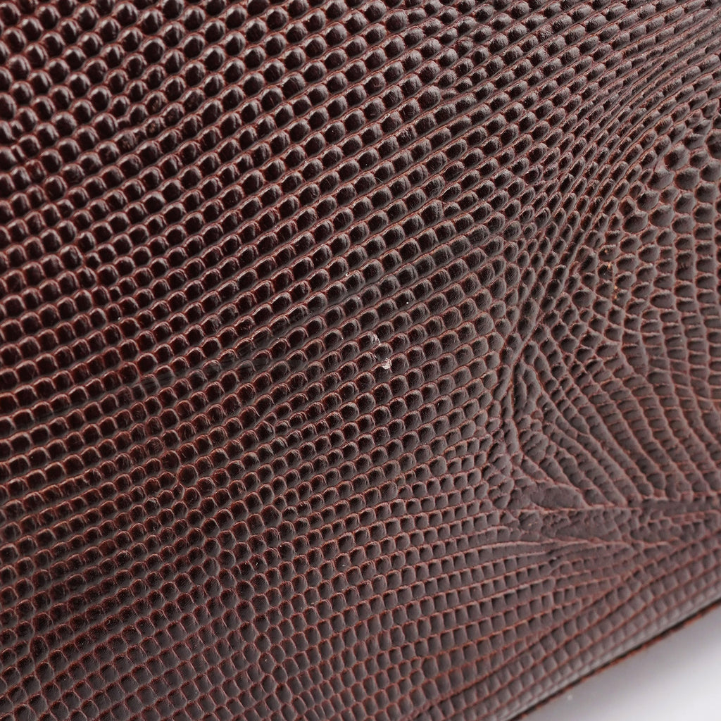 Brown Lizard Embossed Leather Crossbody Bag