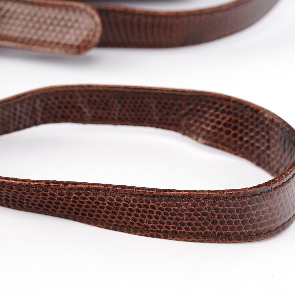 Brown Lizard Embossed Leather Crossbody Bag
