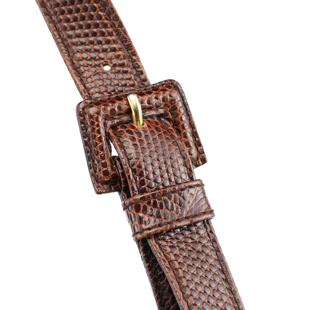 Brown Lizard Embossed Leather Crossbody Bag