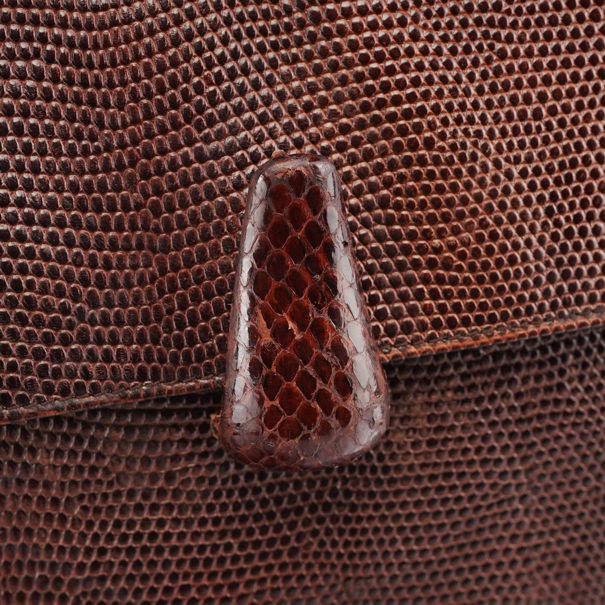 Brown Lizard Embossed Leather Crossbody Bag