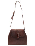 Brown Lizard Embossed Leather Crossbody Bag