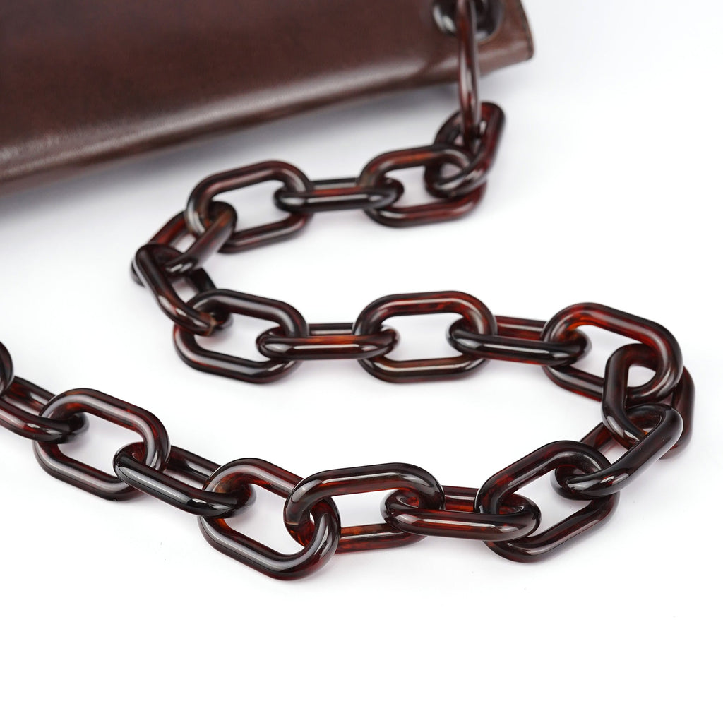 Brown Madras Swing Chain Shoulder Bag
