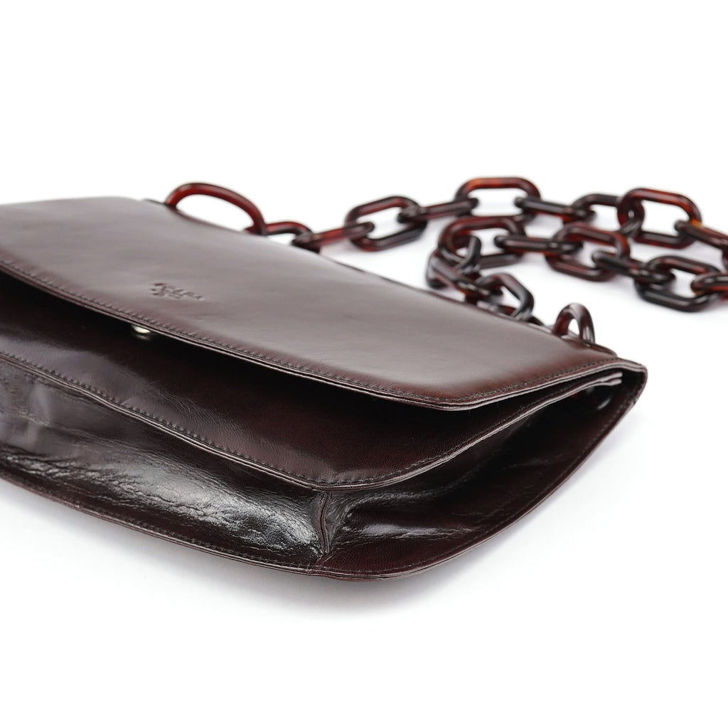 Brown Madras Swing Chain Shoulder Bag