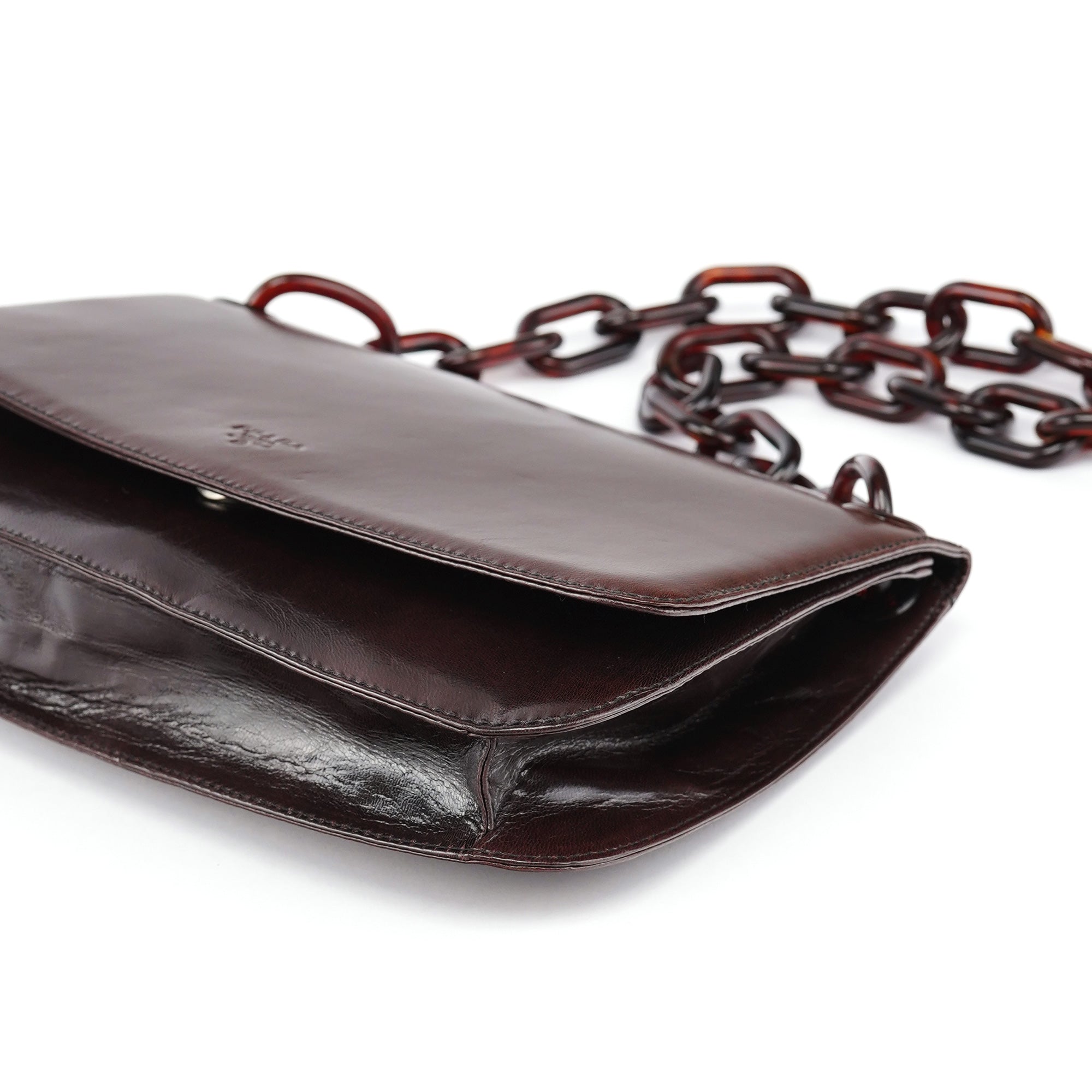 Brown Madras Swing Chain Shoulder Bag