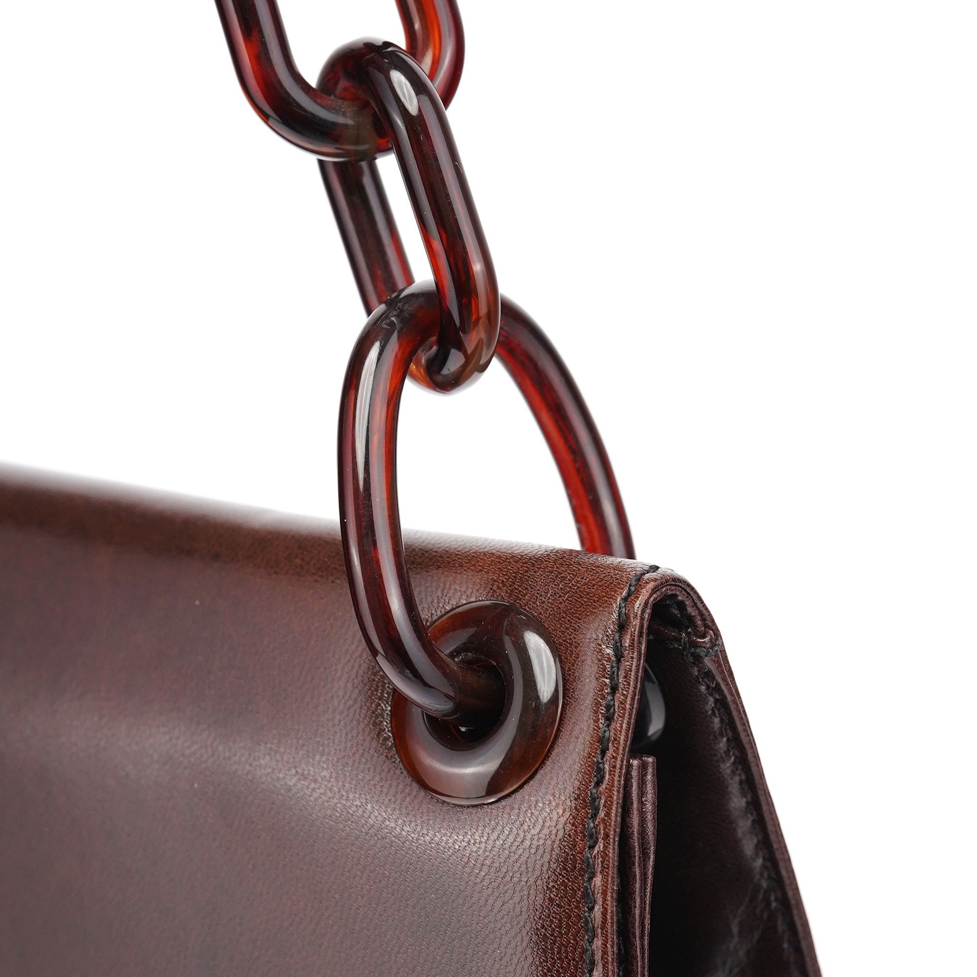 Brown Madras Swing Chain Shoulder Bag