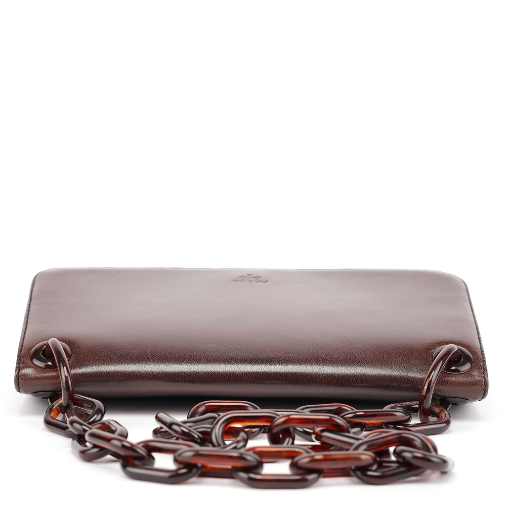 Brown Madras Swing Chain Shoulder Bag