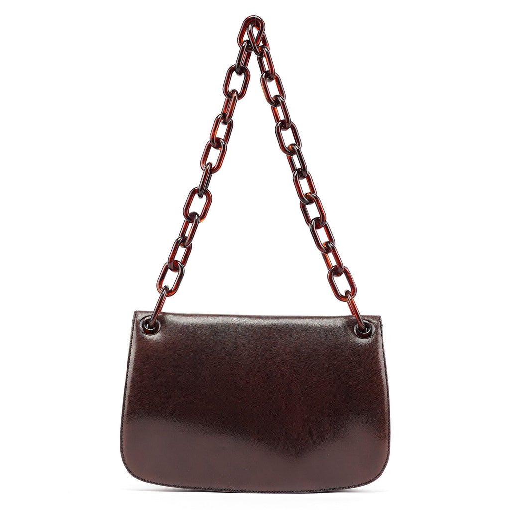 Brown Madras Swing Chain Shoulder Bag