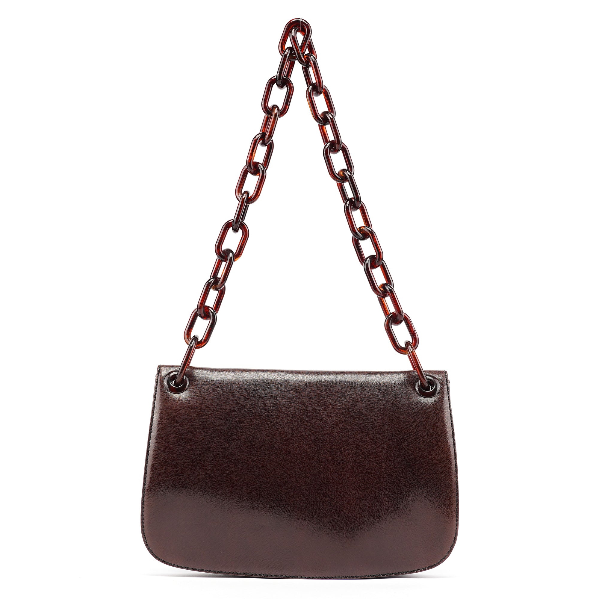 Brown Madras Swing Chain Shoulder Bag