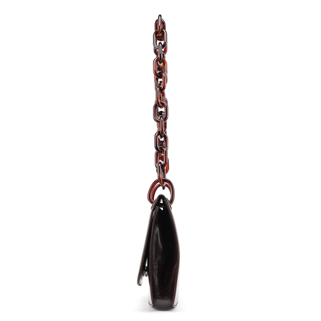 Brown Madras Swing Chain Shoulder Bag