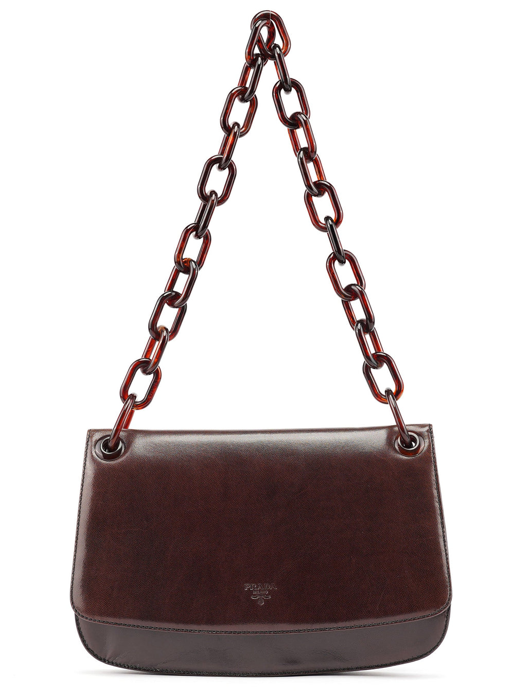 Brown Madras Swing Chain Shoulder Bag