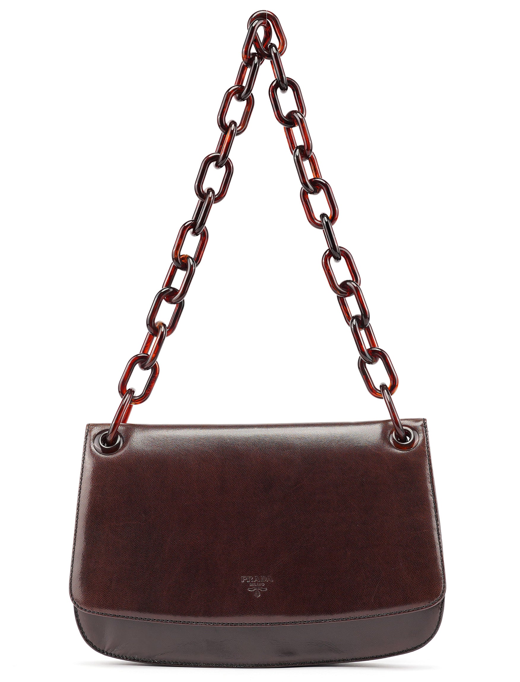 Brown Madras Swing Chain Shoulder Bag
