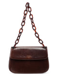 Brown Madras Swing Chain Shoulder Bag