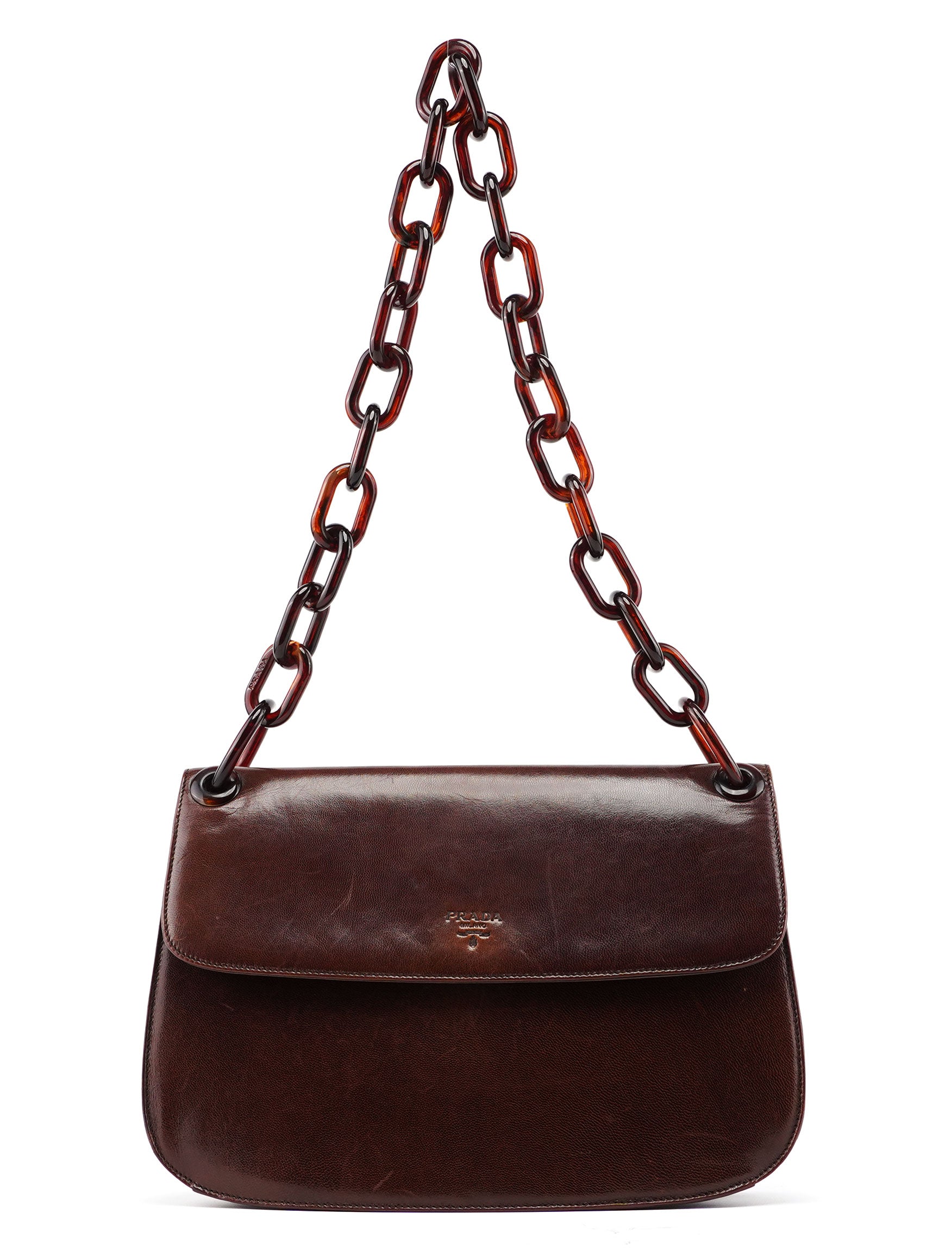 Brown Madras Swing Chain Shoulder Bag