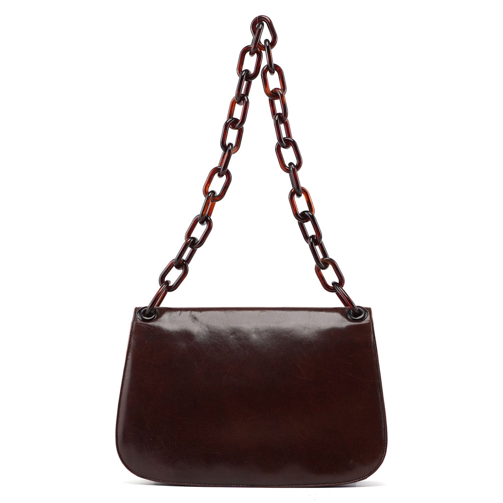 Brown Madras Swing Chain Shoulder Bag