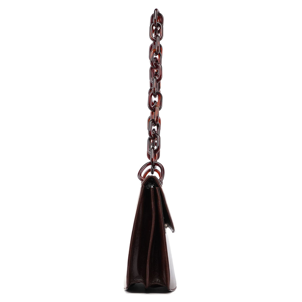 Brown Madras Swing Chain Shoulder Bag