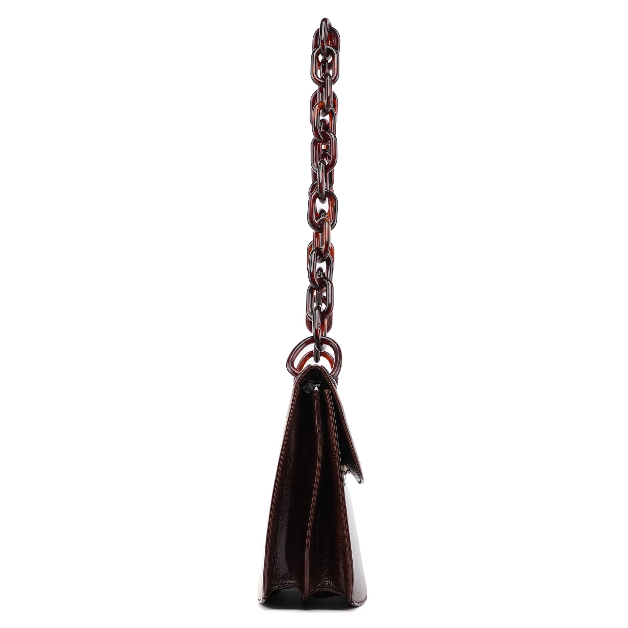 Brown Madras Swing Chain Shoulder Bag